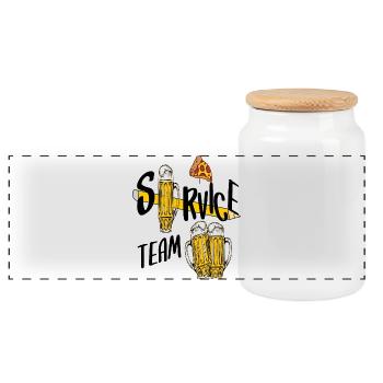 Service Team Bier - Panorama Keksdose mit Holzdeckel - Weiß - Vorne