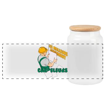 carreleur - Boîte à biscuits avec couvercle en bois - blanc - Devant