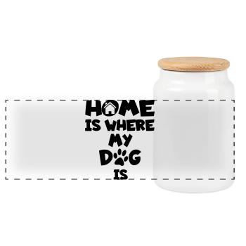 La maison est l’endroit où se trouve mon chien * - Boîte à biscuits avec couvercle en bois - blanc - Devant