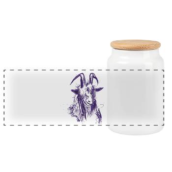 buck (purple) - Panoramic Cookie Jar with Wooden Lid - white - Front