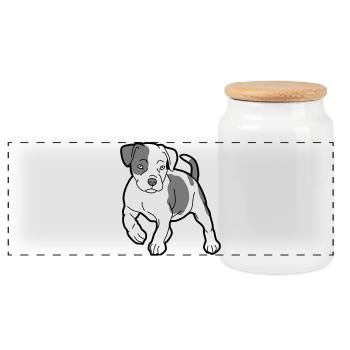 chien - Boîte à biscuits avec couvercle en bois - blanc - Devant