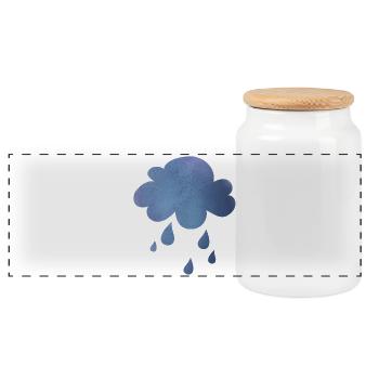 Cloud rain weather bad weather drops watercolor - Panoramic Cookie Jar with Wooden Lid - white - Front