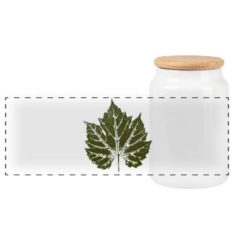 Feuille de vigne VERT - imprimé feuille - WINER & GARDEN - Boîte à biscuits avec couvercle en bois - blanc - Devant