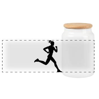 Runner girl or lady running - Panoramic Cookie Jar with Wooden Lid - white - Front