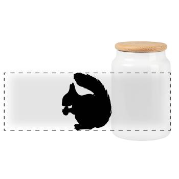 Écureuil avec figure d’ombre de noix - Boîte à biscuits avec couvercle en bois - blanc - Devant