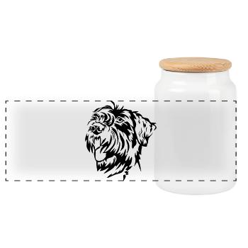 Giant Schnauzer head - Panoramic Cookie Jar with Wooden Lid - white - Front