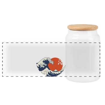 Wave Sun Shinrin - Panoramic Cookie Jar with Wooden Lid - white - Front