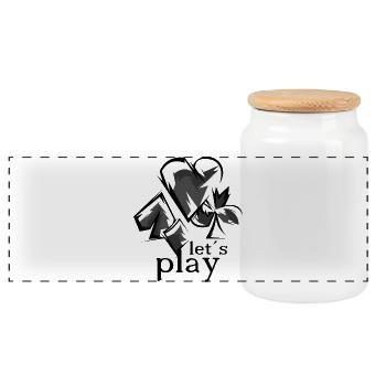 player play cards casino symbol Spielkarten icon - Panorama Keksdose mit Holzdeckel - Weiß - Vorne