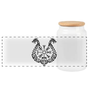 Dragon noir et boussole viking - Boîte à biscuits avec couvercle en bois - blanc - Devant