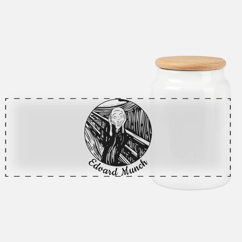 der Schrei tshirt - Panorama Keksdose mit Holzdeckel - Weiß
