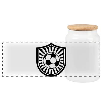 Fußball Emblem Personalisierbar Simpel Einfach - Panorama Keksdose mit Holzdeckel - Weiß - Vorne