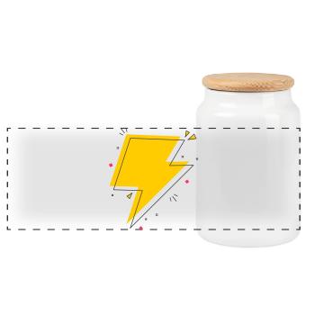 Dynamic Ray in Yellow and Black - Panoramic Cookie Jar with Wooden Lid - white - Front