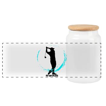 golf - Panoramic Cookie Jar with Wooden Lid - white - Front