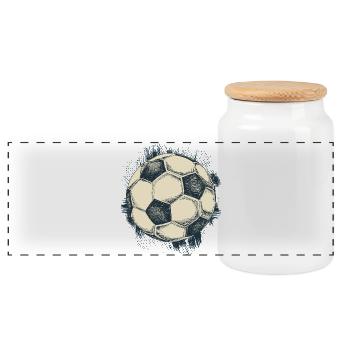Retro Fussball - Soccer Ball - Fussballspieler - Panorama Keksdose mit Holzdeckel - Weiß - Vorne