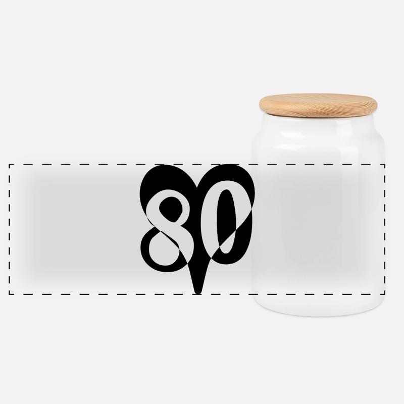80th birthday - Panoramic Cookie Jar with Wooden Lid - white