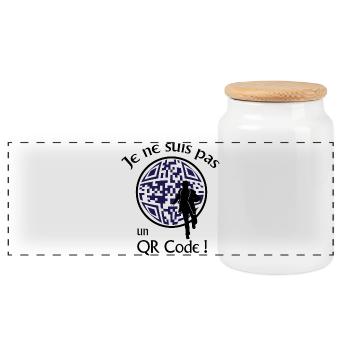 Je ne suis pas un QR-Code ! Message Parodie Série - Boîte à biscuits avec couvercle en bois - blanc - Devant