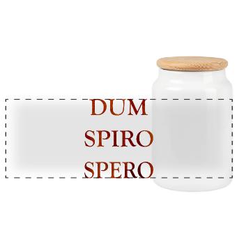 Dum Spiro Spero - Panoramic Cookie Jar with Wooden Lid - white - Front