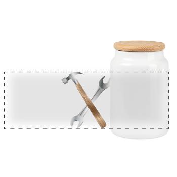 Clé à molette et marteau de charpentier - Boîte à biscuits avec couvercle en bois - blanc - Devant