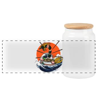 Drachen-Ramen - Panorama Keksdose mit Holzdeckel - Weiß - Vorne