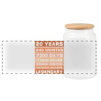 20 Years Legendary - Anniversary, Anniversary, Company - Panoramic Cookie Jar with Wooden Lid - white - Front