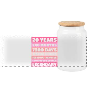 20 Years Legendary - Anniversary, Anniversary, Company - Panoramic Cookie Jar with Wooden Lid - white - Front
