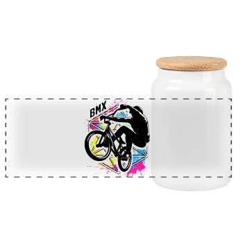 | Bmx coloré Bmx Bike | coloré Vélo Bmx - Boîte à biscuits avec couvercle en bois - blanc - Devant