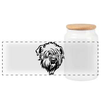 Wheaten Terrier Kopf - Panorama Keksdose mit Holzdeckel - Weiß - Vorne