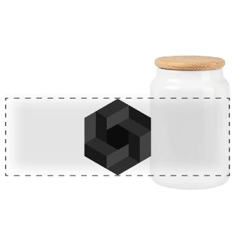 Abstraktes Geometrisches Muster in Graustufen - Panorama Keksdose mit Holzdeckel - Weiß - Vorne