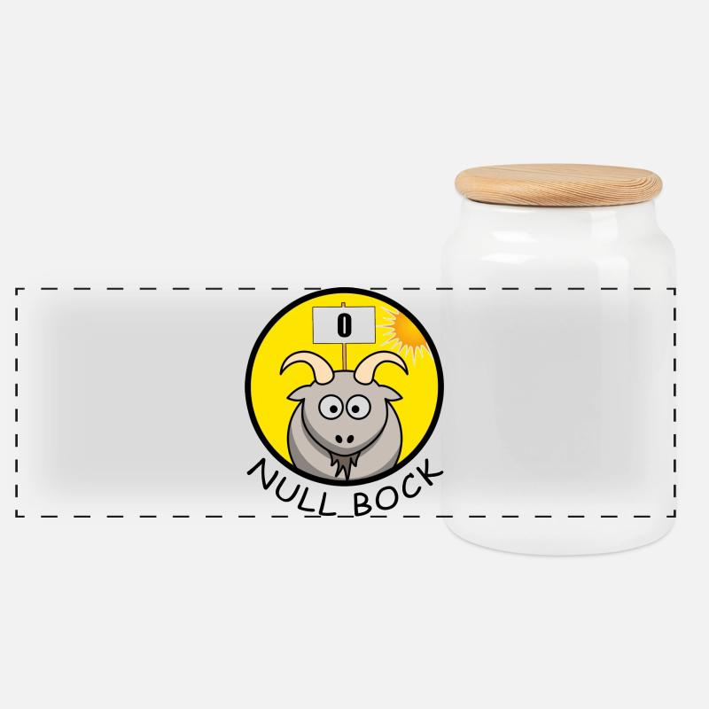 Null Bock Kein Bock Schafbock Ziegenbock Geschenk - Panorama Keksdose mit Holzdeckel - Weiß