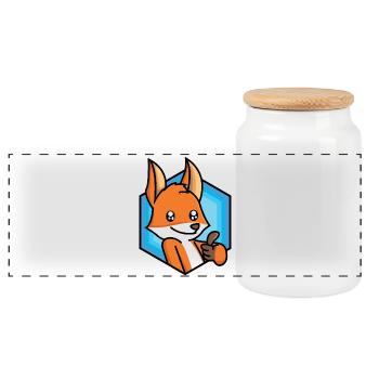 Pouce vers le haut renard - Boîte à biscuits avec couvercle en bois - blanc - Devant