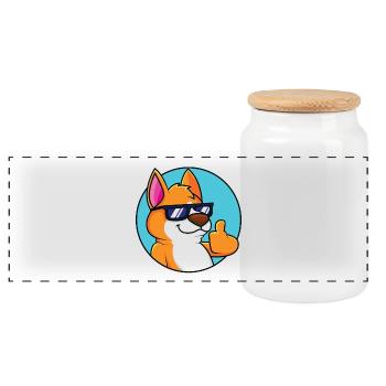 Cool Fox - Pouce vers le haut - Boîte à biscuits avec couvercle en bois - blanc - Devant