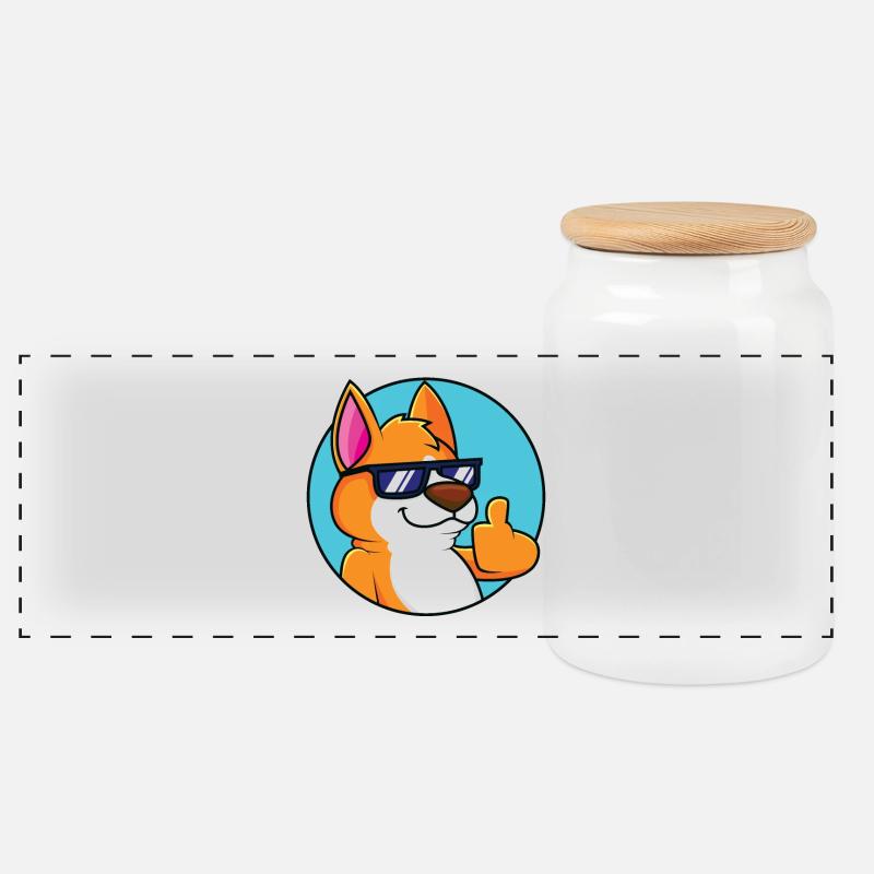Cooler Fuchs - Daumen hoch - Panorama Keksdose mit Holzdeckel - Weiß