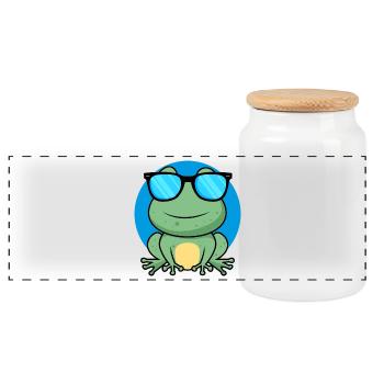 Grenouille cool - Boîte à biscuits avec couvercle en bois - blanc - Devant