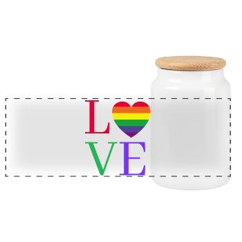 Regenbogen Love Herz Pride  - Panorama Keksdose mit Holzdeckel - Weiß - Vorne
