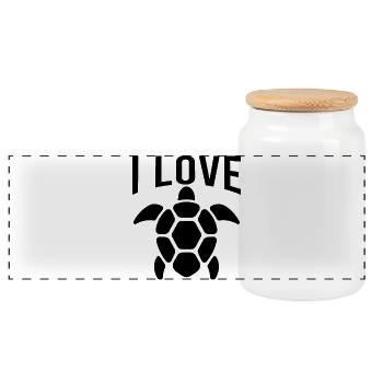 I Love Turtles - Panoramic Cookie Jar with Wooden Lid - white - Front