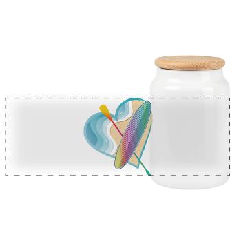 Stand up paddling with a lot of heart on the beach - Panoramic Cookie Jar with Wooden Lid - white - Front