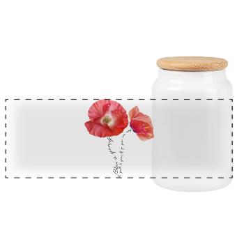 Mohnblumen Mohn Poppy - Panorama Keksdose mit Holzdeckel - Weiß - Vorne