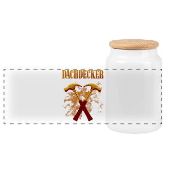Dachdecker Hämmer Kreuz - Panorama Keksdose mit Holzdeckel - Weiß - Vorne