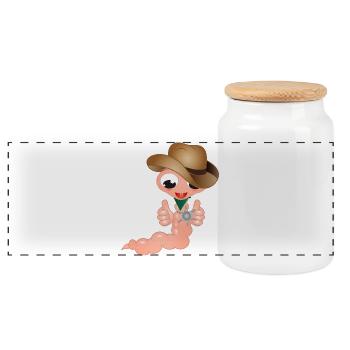 petit ver de terre en cow-boy avec l’étoile du shérif - Boîte à biscuits avec couvercle en bois - blanc - Devant