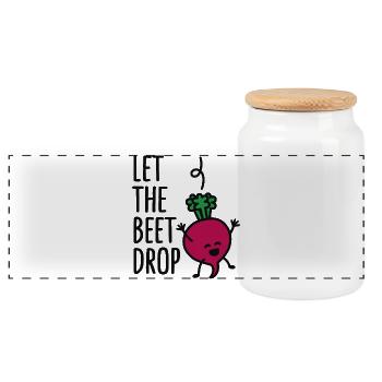 funny Let the beet drop - beat drop wordplay - Panoramic Cookie Jar with Wooden Lid - white - Front