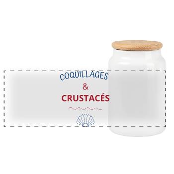 Coquillages et crustacés - Boîte à biscuits avec couvercle en bois - blanc - Devant