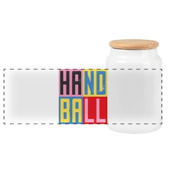 Design Handball - Boîte à biscuits avec couvercle en bois - blanc - Devant