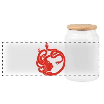 Femme aux cheveux de serpents (rouge) - Boîte à biscuits avec couvercle en bois - blanc - Devant