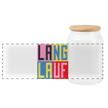 Langlauf Design - Panorama Keksdose mit Holzdeckel - Weiß - Vorne