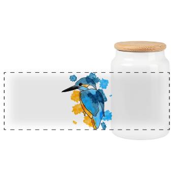 Eisvogel - Panorama Keksdose mit Holzdeckel - Weiß - Vorne