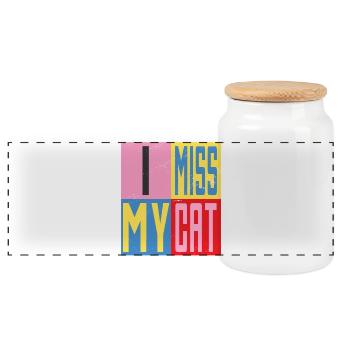 Mon chat me manque - Boîte à biscuits avec couvercle en bois - blanc - Devant