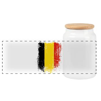 Brushed Belgian Flag Stripes - Panoramic Cookie Jar with Wooden Lid - white - Front
