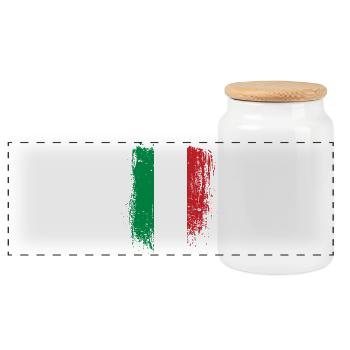 Italien Flagge Grunge Bürste - Panorama Keksdose mit Holzdeckel - Weiß - Vorne