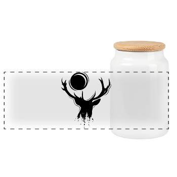 Hirsch Elch Symbol Mond Illustration Icon Logo - Panorama Keksdose mit Holzdeckel - Weiß - Vorne