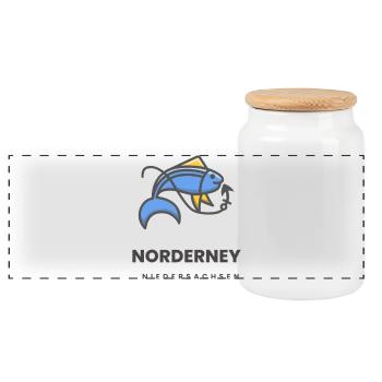 Norderney Niedersachsen - Panorama Keksdose mit Holzdeckel - Weiß - Vorne